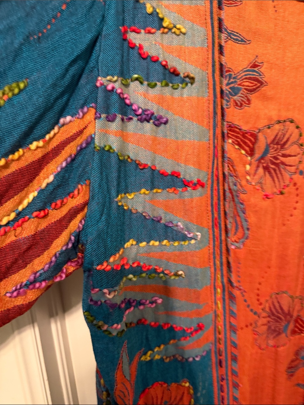 Raj Brand Boho Floral Teal & Orange Kimono - Picture 6 of 9